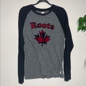 Roots Charcoal and Black Raglan Tee
